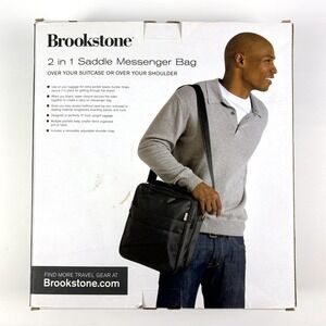 Brookstone 2 in 1 Convertible Luggage Saddle‎ / Messenger Bag Black Multi Pocket